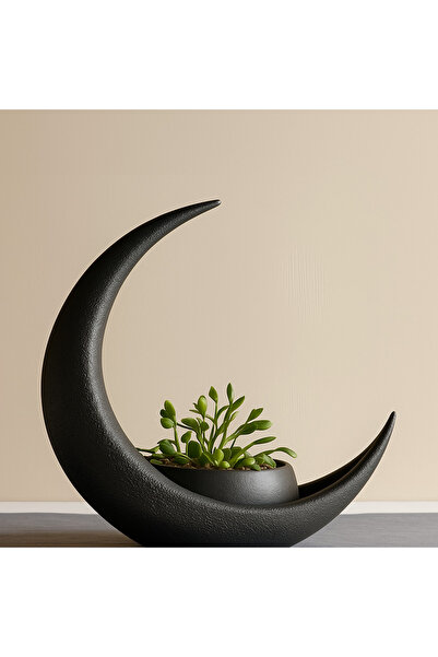 Genel Markalar Dekoratif Ay Şeklinde Hilal Vazo - Mumluk Tasarım - Plastik