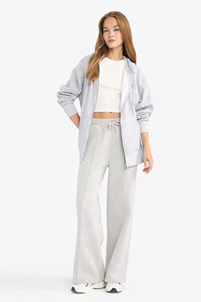 DeFacto Straight Fit Beli Lastikli Kalın Eşofman Altı Bağcıklı Cepli Uzun Boy Basic Düz A0954AX24SM