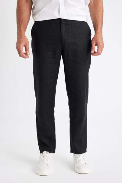 DeFacto %100 Keten Relax Fit Rahat Kesim Düz Paça Yazlık Pantolon C1117AX24SM