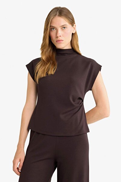 DeFacto Slim Fit Narrow Fit Half Turtleneck Pique Sleeveless Blouse F7760Ax25Au