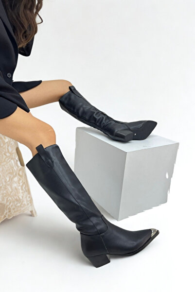 inizio Siyah Western Kadın Çizme GD033