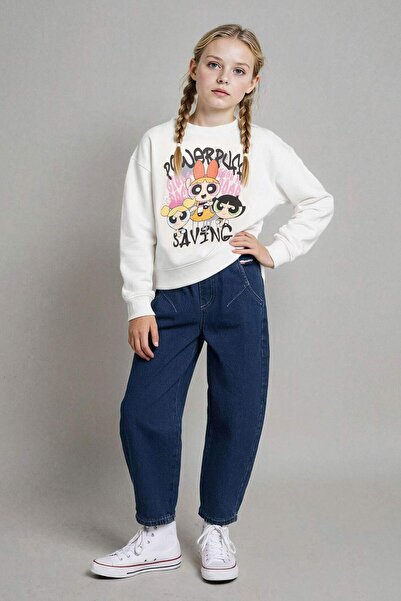DeFacto Kız Çocuk Balloon Fit Geniş Paça Jean Pantolon F2608A825AU