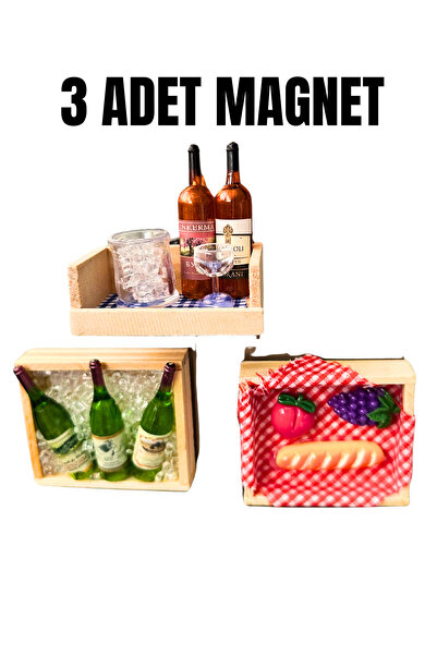 Home Magnet Minyatür Ev ve Mutfak Eşyası,Mıknatıslı Kadeh,şişe,sebze,sepet