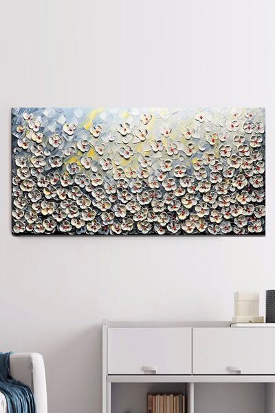ColorVision Beyaz Papatyalar Kanvas Tablo 70x140 Cm