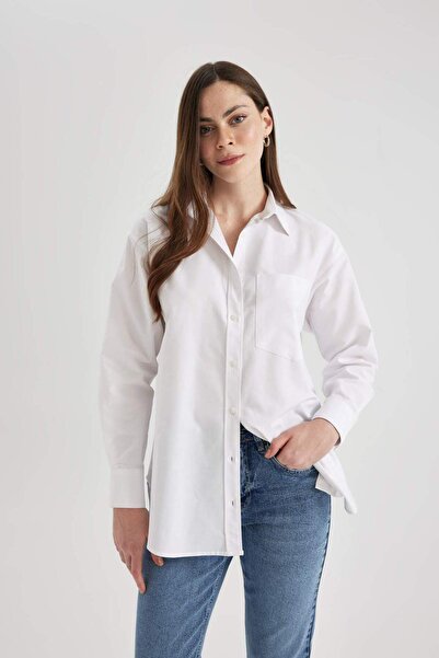 DeFacto Oversize Fit Oxford Uzun Kollu %100 Pamuk Gömlek Z4893az23au