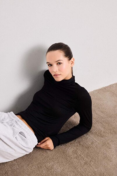 DeFacto Modal Cashmere Soft Textured Turtleneck Long Sleeve Top-Fall in Love F3167Ax25Au