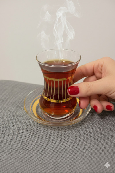 DECOSTYLE Paşabahçe İncebelli 125 cc Gold Detay Baskılı 12 parça Çay Seti