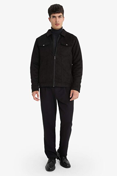 DeFacto Slim Fit Gömlek Yaka Fermuarlı Cepli Mevsimlik Süet Mont A3254AX23WN