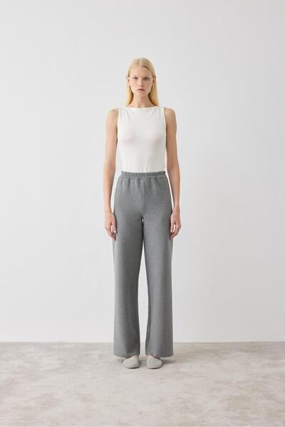 TERZİ DÜKKANI قماش Asel Scuba باللون الرمادي - بنطال فضفاض