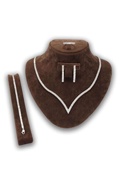 OSMANLI GÜMÜŞ Eftalya Gümüş Su Yolu Set - Kolye, Bileklik, Küpe, Yüzük Işıklı...