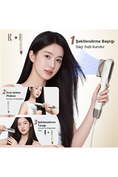 Airbot Airbot 3’ü 1 Arada Saç Düzleştirici&Kurutucu &Fırça – 100 Milyon Plazmalı HD218 Gold Uyumlu