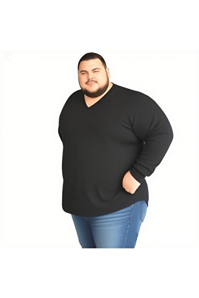 sngl Men's Plus Size Oversize Long Sleeve V Neck T-Shirt 3XL 4XL 5XL 6XL 7XL 8XL 9XL