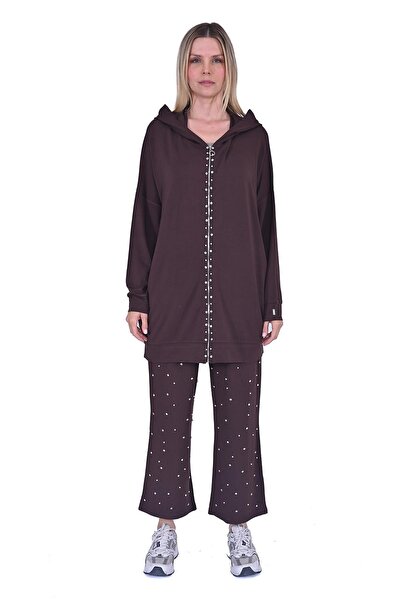 Invee Stone Tracksuit Set Brown
