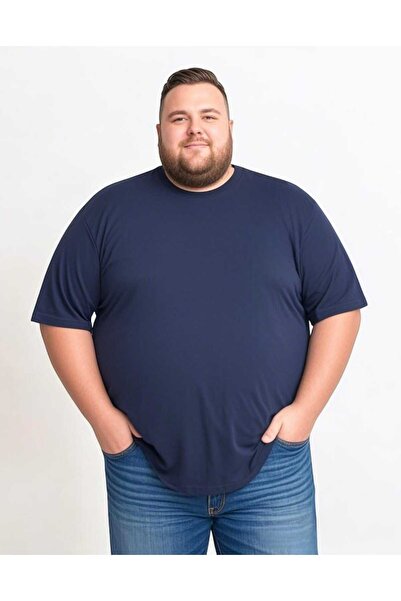 sngl Men's Large Size Wide Cut Crew Neck Short Sleeve T-Shirt 9XL