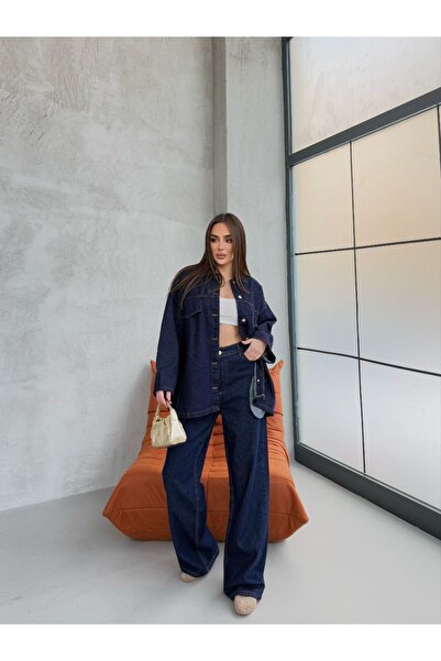 ZF BUTİK Kuşaklı Denim Takım