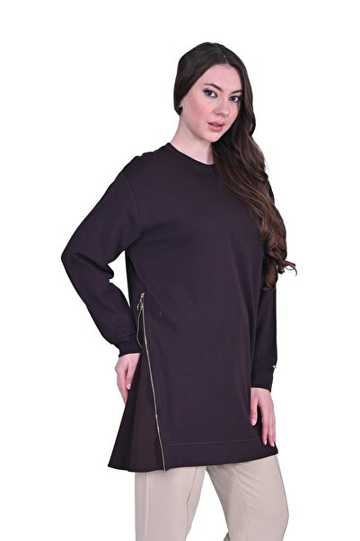 Invee Бавовняна туніка з бічною блискавкою КАВЕ