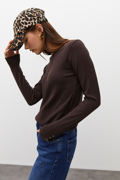 urban focus Crew Neck Sleeve Button Sweater