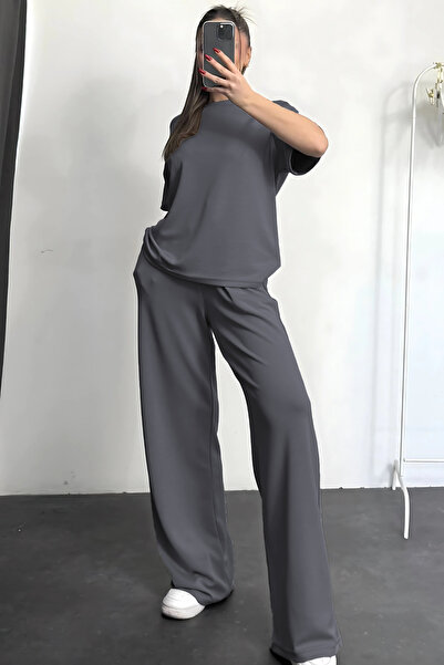 CMZ COLLECTİON Kadın Yüksek Bel Penye Modal Takım – Ispanyol Paça, Yazlık Spor Takım