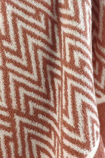 Sevim Yarn-Dyed Hand/Hair Towel - 100% Cotton & Soft & Striped Towel - 45X90 cm - Terra (Tile)