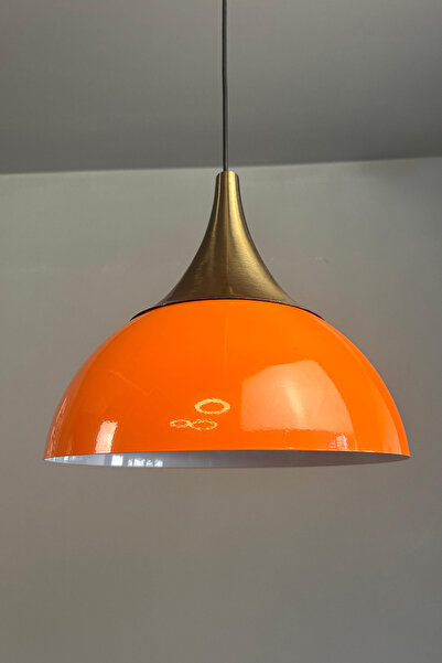 Bamyum Yimpi Parlak Turuncu Avize Tekli Sarkıt Eskitme Kubbe Başlık Salon Mutfak Dekoratif Aydınlatma