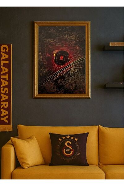 BuzzDesigns Galatasaray Stadyumu Gece Haritası Dekoratif Tablo (Çerçeveli)