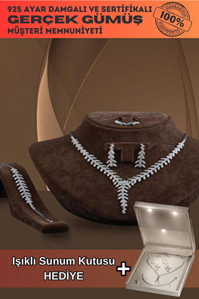 OSMANLI GÜMÜŞ Bengi Zirkon Taşlı Gümüş Su Yolu Set - Kolye, Bileklik, Küpe, Y...