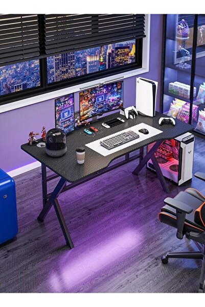 EGG Gaming Desk with Cable Management ,Carbon Fiber fits study/writing/home office K-Shaped 120*60*75cm
