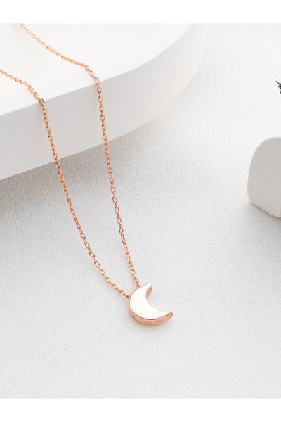 Two Arts Jewelry Kadın 925 Ayar Gümüş Hilal Kolye | Hediye Kutusunda