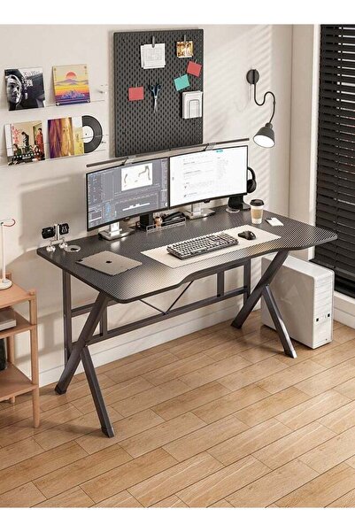 EGG Gaming Desk with Cable Management ,Carbon Fiber fits study/writing/home office K-Shaped 120*60*75cm