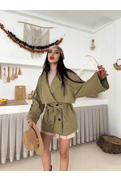 ZF BUTİK Kadın Beli Kemerli Premıum Trençkot