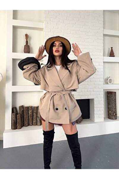 ZF BUTİK Dámský prémiový trenčkot s páskem v pase