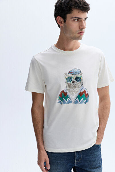 Mudo BASKILI BİSİKLET YAKA T-SHIRT