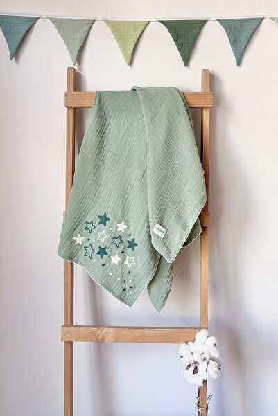 Zuppers Embroidered Baby Muslin Cover & Blanket (100 X 100cm) Mint Green