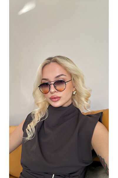 Angel Eyes Drop Design Brown Frame Gradient Glass Unisex Sunglasses