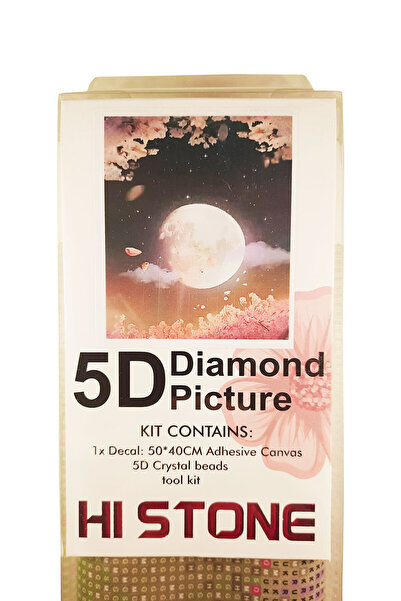 histone 5D Elmas Taş İşleme Kiti 40x50 cm Pembe Dolunay Desen