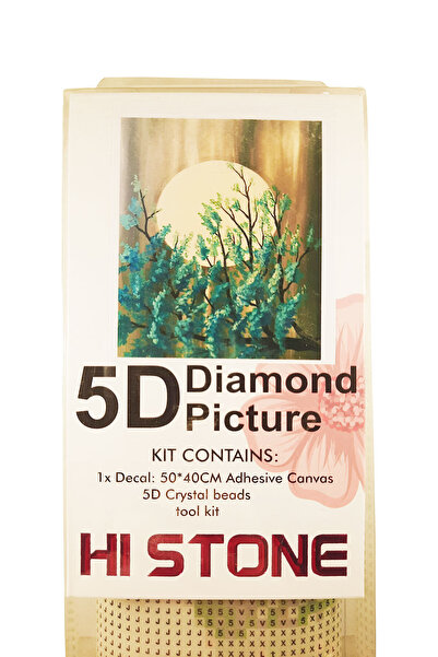 histone 5D Elmas Taş İşleme Kiti 40x50 cm Yeşil Ağaç ve Dolunay Desen