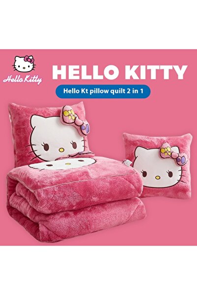 Disney Hello KT105x145cm Cartoon Peripherals Stitch Losto piggy Arctic Velvet Pillow Quilt Dual Purp