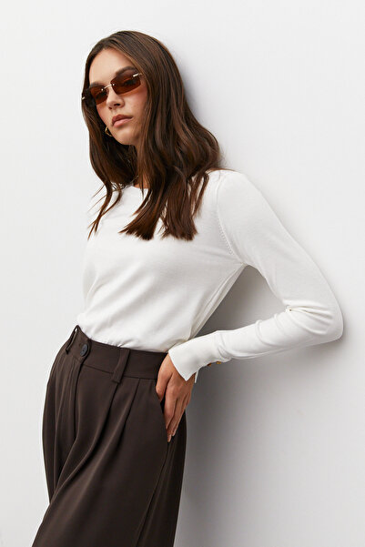 urban focus Crew Neck Sleeve Button Sweater