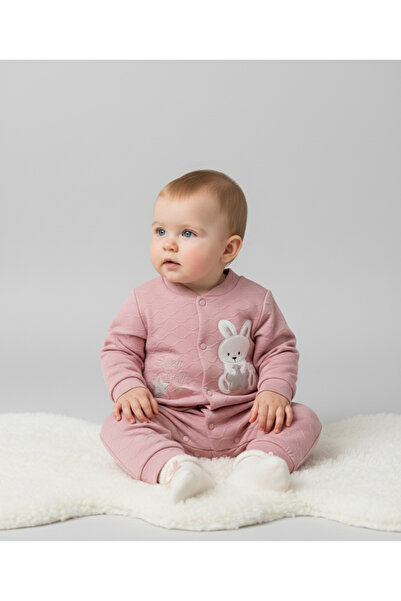 Nayinom Jakarlı Ayıcık Manşetli Tulum Kız Bebek