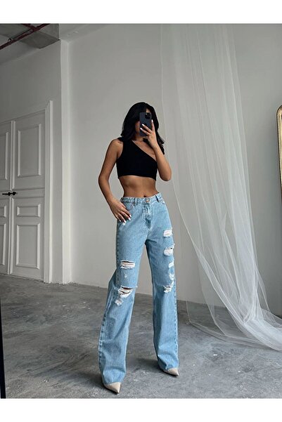 mydukkan.co Sofia Light Blue Jeans - Ripped Detail