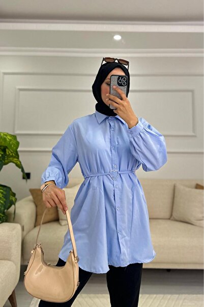 HİFADEN Γυναικείο πουκάμισο Hijab με λεπτομέρεια με αγκράφα στη μέση