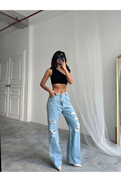 mydukkan.co Sofia Light Blue Jeans - Ripped Detail