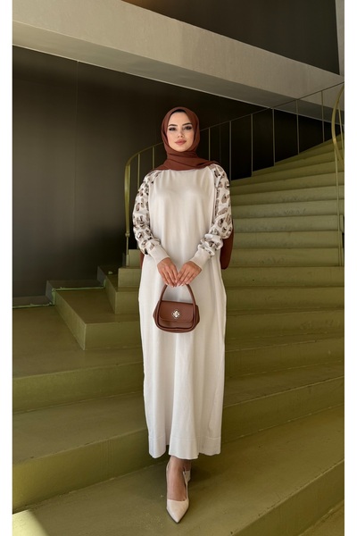 NİSUM MODA Leopard Patterned Mercerized Dress