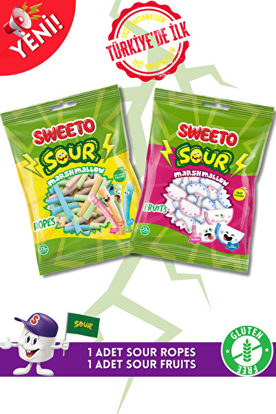 SWEETO SOUR ROPES&FRUİTS MARSHMALLOW 100Gx2