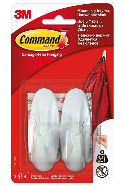 3M Carlig design mediu 2 carlige + 4 benzi dublu adezive/set Command