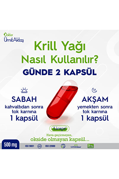 Dr. Ümit Aktaş Krill Yağı - 500mg - Kolin Ve Astaksantin Içeren Hava Sızdırmaz Okside Olmayan 60 Kapsül