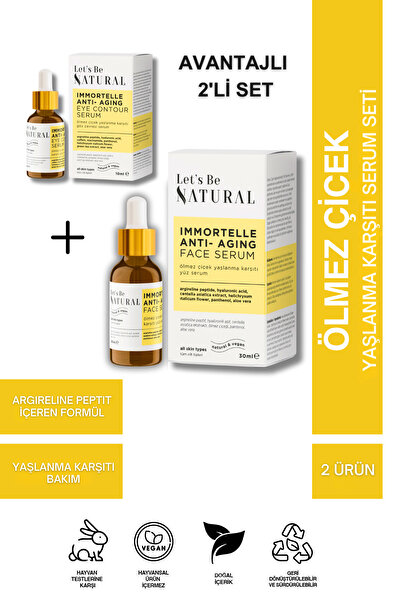 Let's Be NATURAL Ölmez Çiçek Yaşlanma Karşıtı Serum Seti, Argireline Peptit İ...