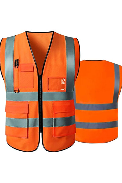 AutoFamily AUTO FAMILY High Visibility Safety Vests with Reflective Strips XXL(Orange)– Pack of 3