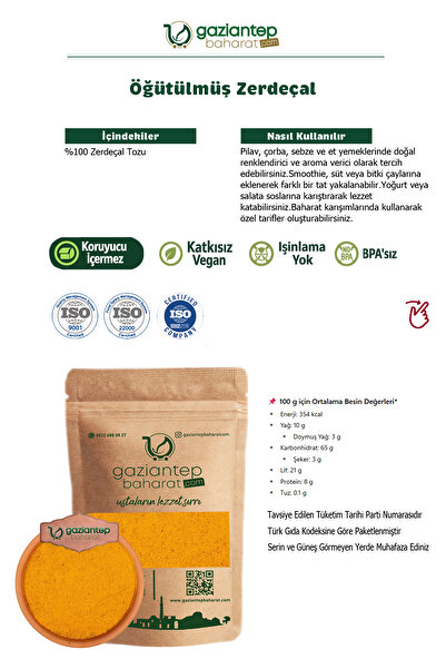 Gaziantep Baharat Zerdeçal Toz 200gr