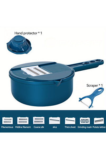 Choice أزرق - 9 قطع 9 في 1 قطاعة خضراوات متعددة الوظائف، تقطيع يدوي للجزر والبطاطس، م